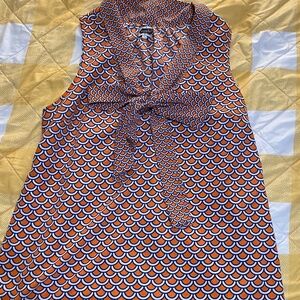 MudPie Women Bell Sleeveless Orange Blouse Tunic Large